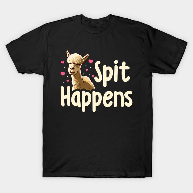 Spit Happens Funny Llama Lover T-Shirt by SoCoolDesigns